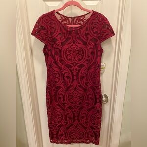 Deep Red INC International Concepts Womens Lacey Dress Size 14